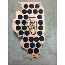 Illinois 28 Pin Red Oak Plaque with Wood Burned Deer Logo