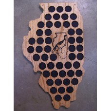 Illinois 50 Pin Oak Plaque with Wood Burned Turkey Logo