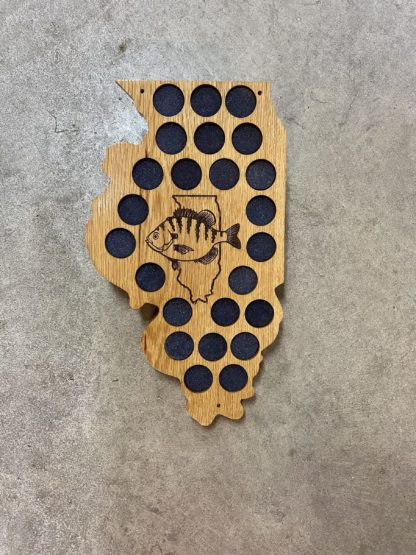 Illinois 24 Pin Oak Plaque with Wood Burned Bluegill Logo