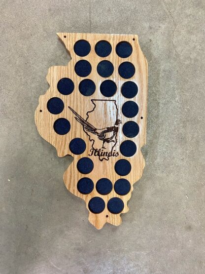 Illinois 23 Pin Oak Plaque with Wood Burned Pheasant Logo